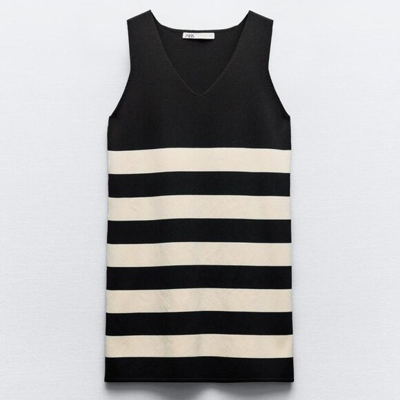 Zara Striped Knit Mini Dress Small - Picture 5 of 6